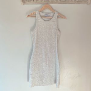 All Things Golden - THE RIBBED MUSCLE DRESS - ICE GREY- M